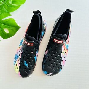 Hunter Shoes Black Marble Water Shoe Sandals Rainboots Lined US Size 3, UK 2 NEW